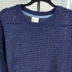 Stylus $59 XL Indigo Blue Chunky Textured Knit Cotton Blend Crewneck Sweater